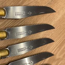 Lot de 6 couteaux de table Laguiole G. David - Manches fa&ccedil;on corne noire & Laiton