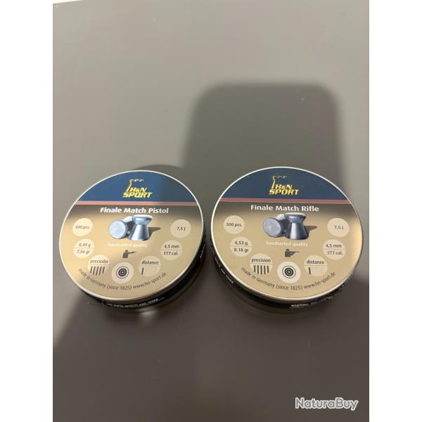 lot de 2 boites de plomb H&N finale match pistol