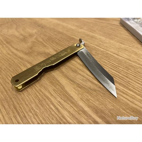 Couteau Japonais Traditionnel Higonokami - Manche Laiton & Bo�te D'origine - �tat Neuf