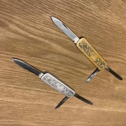 Duo d'ongliers anciens de Thiers - Style Art Nouveau (Houx & Gui)