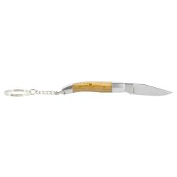 JKR STAINLESS STEEL - Couteau porte-cl&eacute;s - Lame 45mm - Manche Bois