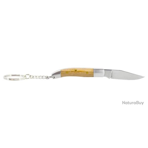JKR STAINLESS STEEL - Couteau porte-cl�s - Lame 45mm - Manche Bois