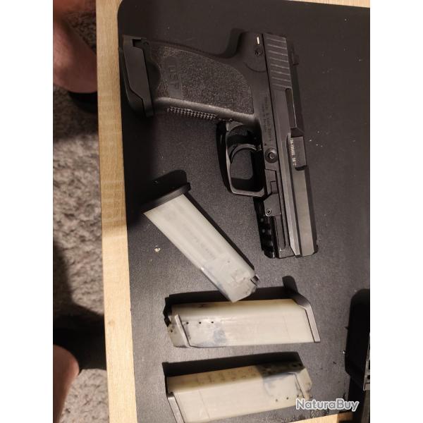 HK USP CUSTOM SPORT 9mm - 4 CHARGEURS - JET FUNNEL - 2 sets guidons/hausse - eligible TAR