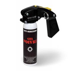 Spray a&eacute;rosol lacrymog&egrave;ne anti-agression gel poivre 100 ml avec poign&eacute;e