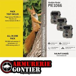 NUM'AXES - Pack 3 Pi&egrave;ges photographique PIE1066 + 4 piles AA LR6 + carte m&eacute;moire 32 Gb