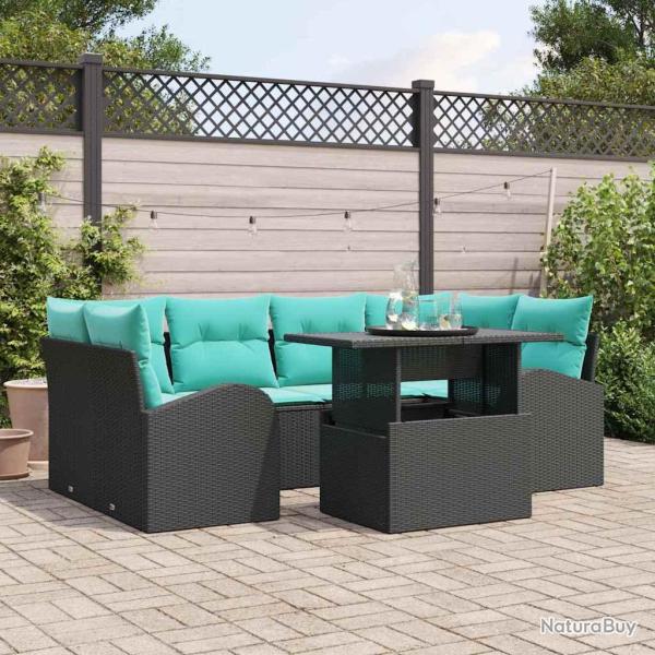 Ensemble de canap� de 7 pcs Noir et turquoise