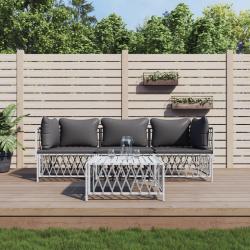Salon de 4 pcs avec coussins blanc acier