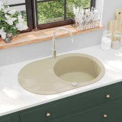 &Eacute;vier de cuisine Granit Seul lavabo Ovale Beige