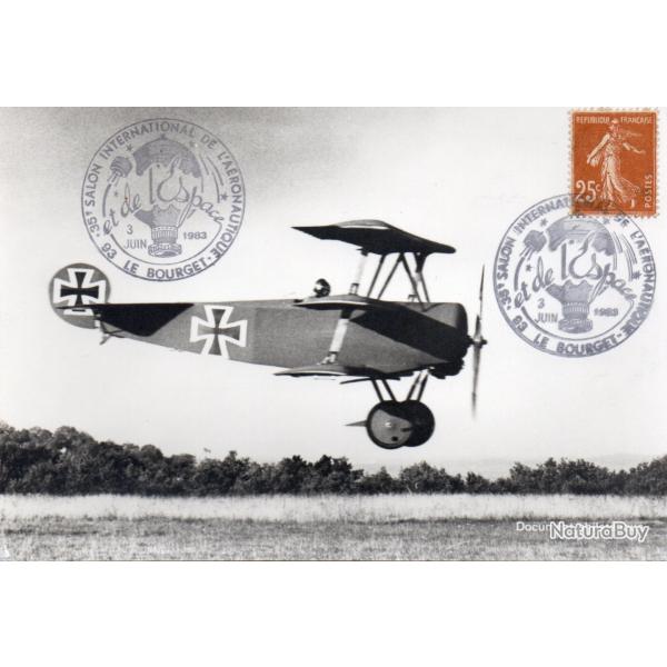Carte postale Document philat�lique Fokker Dri Triplan en vol (1917) -N�8518
