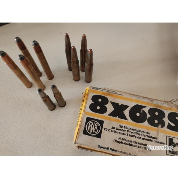 Lot de balles RWS (8x68S, 9,3x74R et 7x57R)