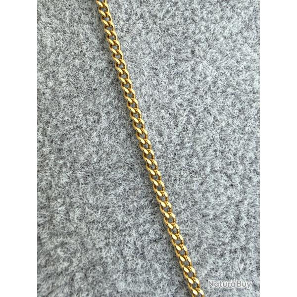 Chaine or jaune 18 carats - 53 cm - collier maille gourmette