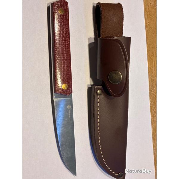 Couteau fixe NKD ( Nordic Knife Design).           Lame 12c27, manche micarta, �tui cuir