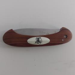Couteau Cano&euml; scrimshaw indien Camboulive bubinga