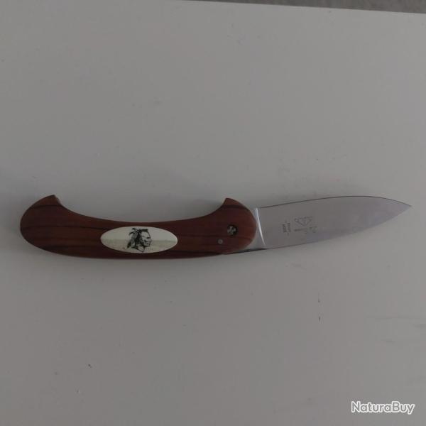 Couteau Cano� scrimshaw indien Camboulive bubinga