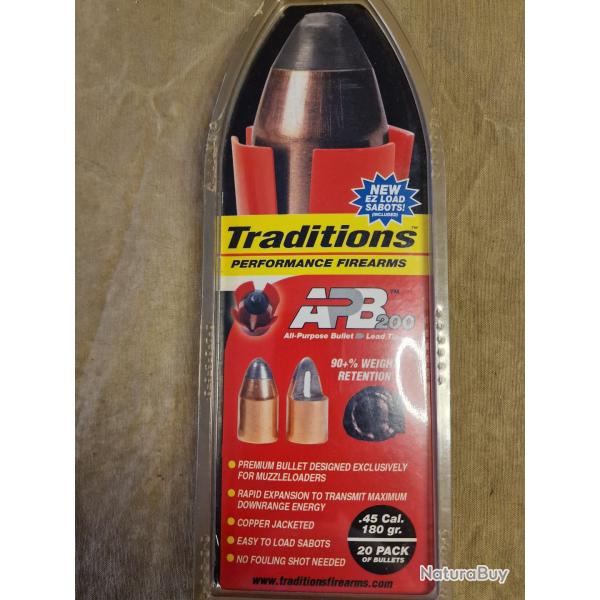 Balles demi-blind�es en sabot cal. 45 180gr HILMAR SUPER DESTOCK !!!