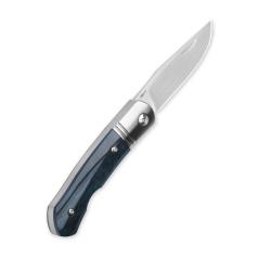 Couteau QSP Heron Lame Acier Nitro-V Satin Manche Os Teint&eacute; Bleu Slip Joint QS175C