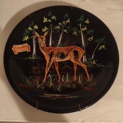 Assiette &Eacute;maux d'Art Fait Main sign&eacute; Tess - Dessin biche