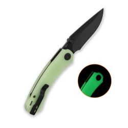 Couteau QSP Coyote Lame Acier Nitro-V Noire Manche G10 Phosphorescent Button Liner Lock QS174B2