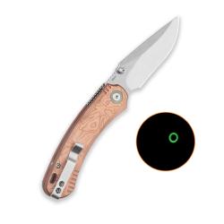 Couteau QSP Coyote Lame Acier Nitro-V SW Clip Point Manche G10 Copper Foil Button Liner Lock QS174C1