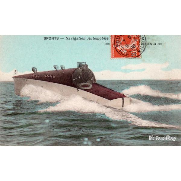 Carte Postale Ancienne Bateau Automobile Navigation Sports - N�8514