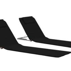 Tapis plage pliable acier tissu noir 160x53x47 cm dossier r&eacute;glable 2 pcs