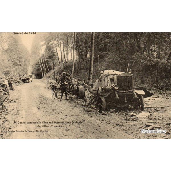 Carte Postale Guerre de 1914 - Convoi automobile allemand incendi� - N�8516