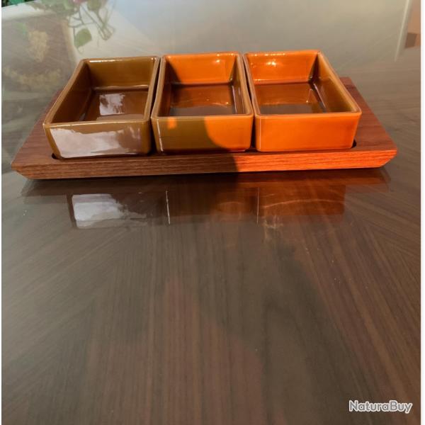 Serviteur - Bols En C�ramique - Plateau En Tech - Ensemble Scandinave 60/70s