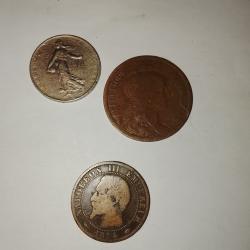 Monaie Lots trois pi&egrave;ces divers Fran&ccedil;aise
