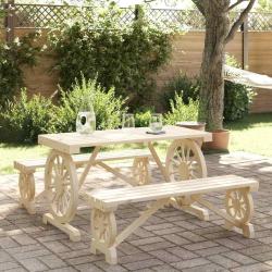 Ensemble &agrave; manger de jardin 3 pcs bois de sapin massif