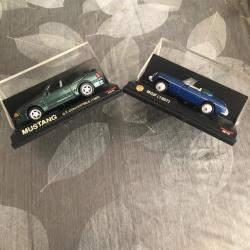 2 Voitures miniatures  1/43 - NEW RAY mustang convertible gt 1989 et mg mgb  1967 neuf