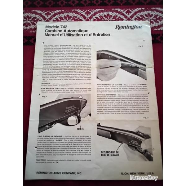 Manuel d utilisation Remington 742 ann�e 1980 banc d �preuve.