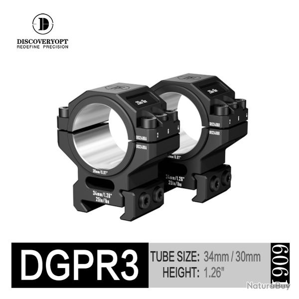 DISCOVERYOPT DISCOVERY DGPR3 COLLIERS ROBUSTE EN ALUMINIUM 6061 PICATINNY 30/34MM 1.26 POUCE  MEDIUM