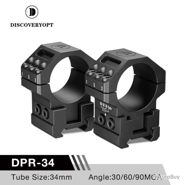 DISCOVERYOPT DISCOVERY DPR34 COLLIERS ROBUSTE AVEC PENTE 6061 PICATINNY 34MM 30/60/90MOA 1.35 POUCE