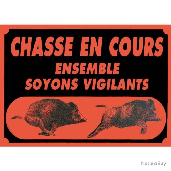 Panneau ''Attention chasse en cours'' 60 x 40 cm Akilux
