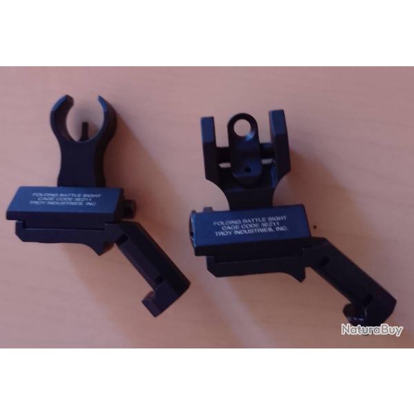 Jeu de hausse et guidon pliants Troy Industries - Folding Battle Sight - Rail Picatinny