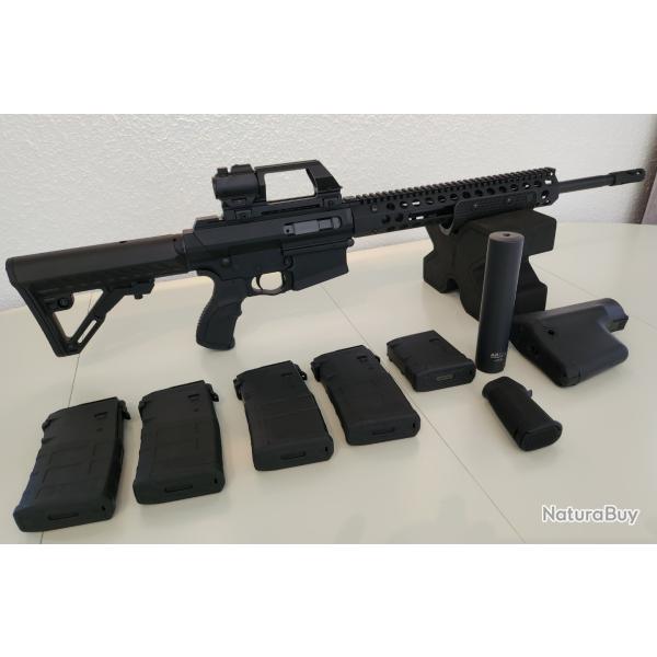 Carabine TROY cal. 308 WIN PAR cat�gorie C avec 5 chargeurs 10 coups MAGPUL et mod�rateur de son