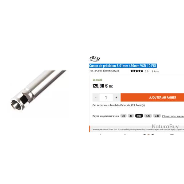 PDI Canon Snipe VSR-10 VSR10 PDI Canon De Pr�cision VSR 6,01mm x 430m comme neuf airsoft