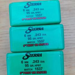 Ogives Sierra 6mm 95 grains HPBT Match