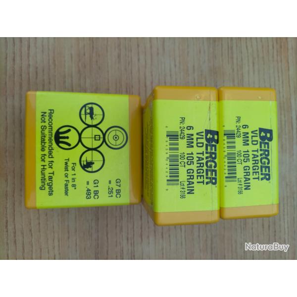 Ogives berger 6mm 105 gr VDL