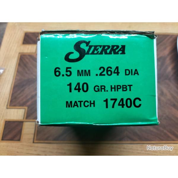 Lot 500 Ogives Sierra 6,5 / .264 en 140 grains 1740