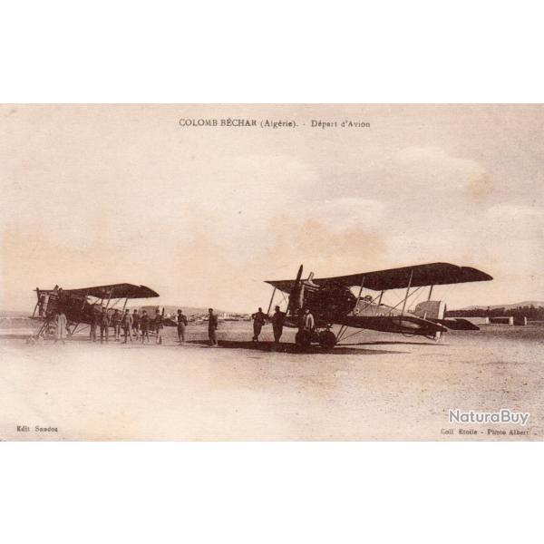 Carte postale ancienne - Colomb B�char (Alg�rie) - D�part d'Avion - N�8552