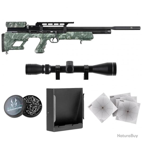 Pack carabine PCP Hatsan BullBoss Camo + Lunette 3-9x40 + Accessoires 4,5 mm