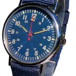 Montre Gemius Arm&eacute;e Militaire Style Aviateur Sport Bracelet Tissu MARINE