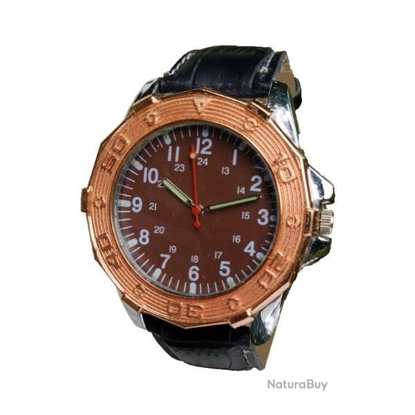 Montre Gemius Arm�e Militaire Style Tachym�tre Sport Bracelet cuir noir