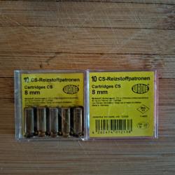 munition de d&eacute;fense 8 mm gaz CS