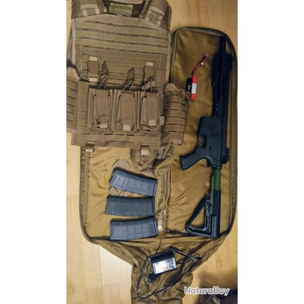 Pack Airsoft Complet Saigo Bushido YU OD AEG + Gilet Bulldog + 3 Chargeurs + Housse - Pr�t � jouer