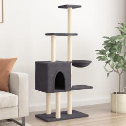 Arbre &agrave; chat avec griffoirs en sisal Gris fonc&eacute; 145 cm