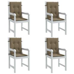 Coussins de chaise &agrave; dossier bas lot de 4 taupe m&eacute;lang&eacute; tissu