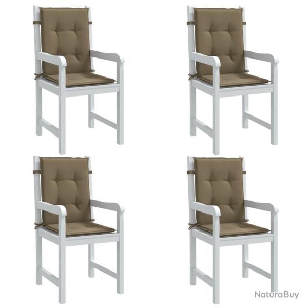 Coussins de chaise � dossier bas lot de 4 taupe m�lang� tissu