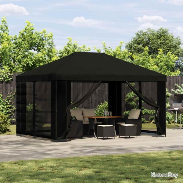 Gazebo avec murs lat�raux 4 � 3 m Noir Polyester et Acier